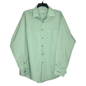 Van Heusen Fitted Green Long Sleeve Button Up Dress Shirt 16-16 1/2, 34/35